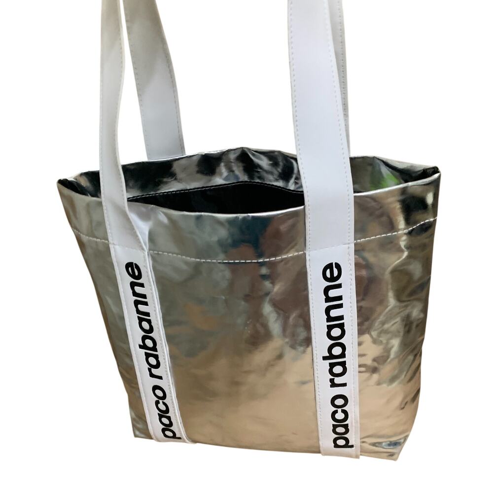 PACO RABANNE X SeaTrees Colab Small Vintage Carbon Neutral Metallic Silver Tote